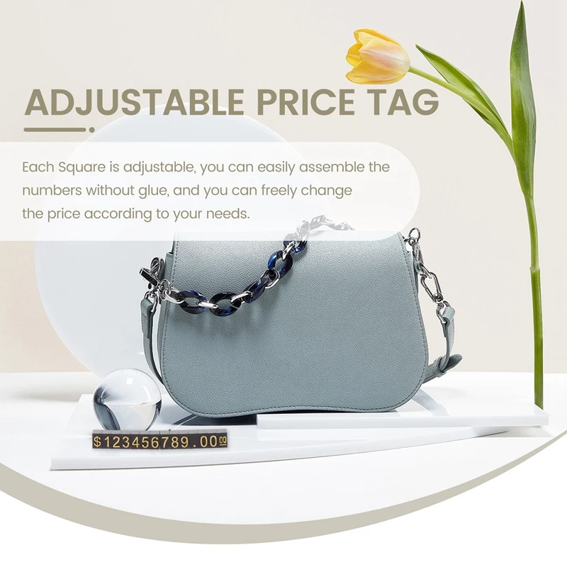 20 Sets Price Display Square Adjustable Price Tag For Price Display Counter Stand Number Letter Dollar Price Block Kit