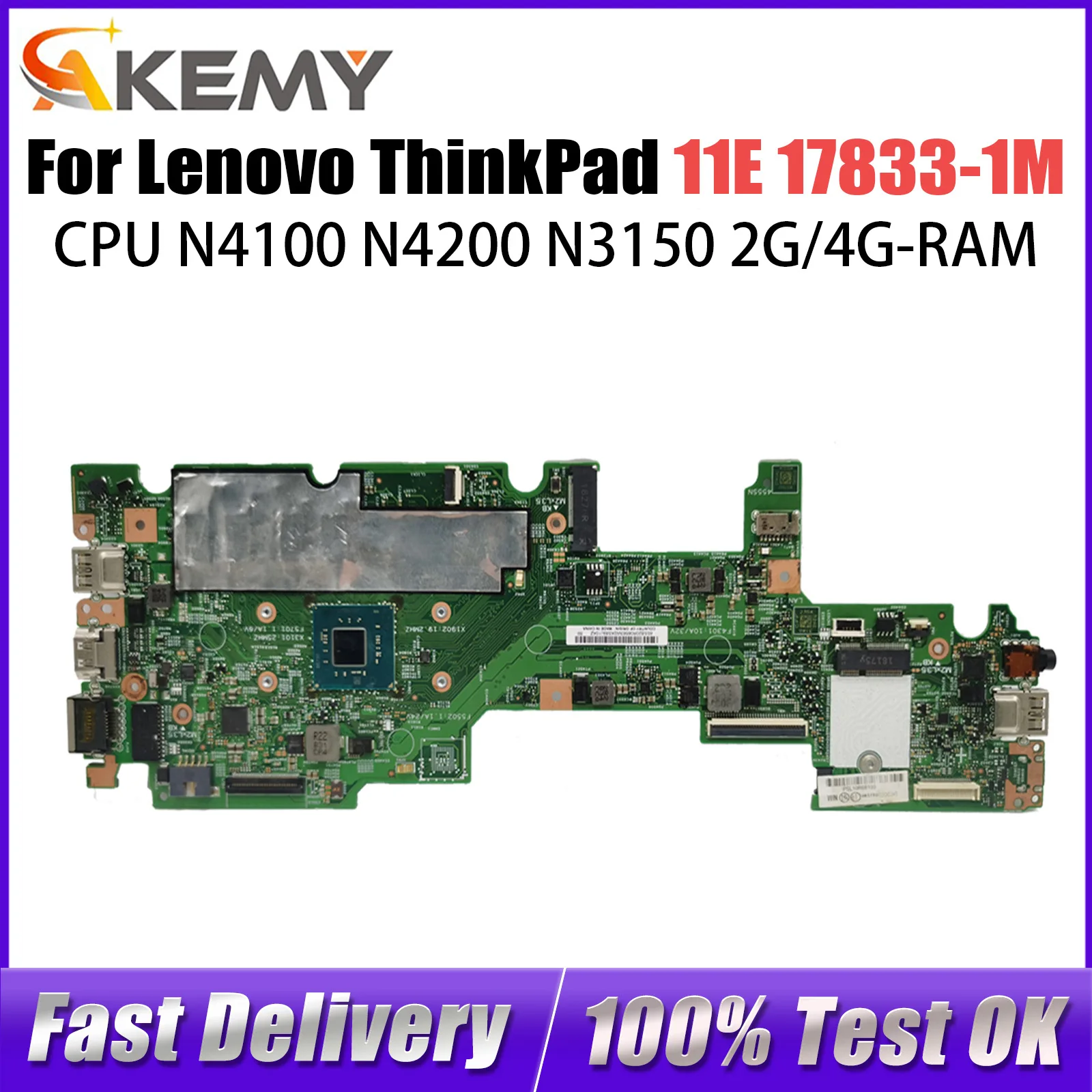 

For Lenovo ThinkPad YOGA 11E Laptop Motherboard 17833-1M N4100 N4200 N3150 RAM 4G 8G Notebook Mainboard Full Test