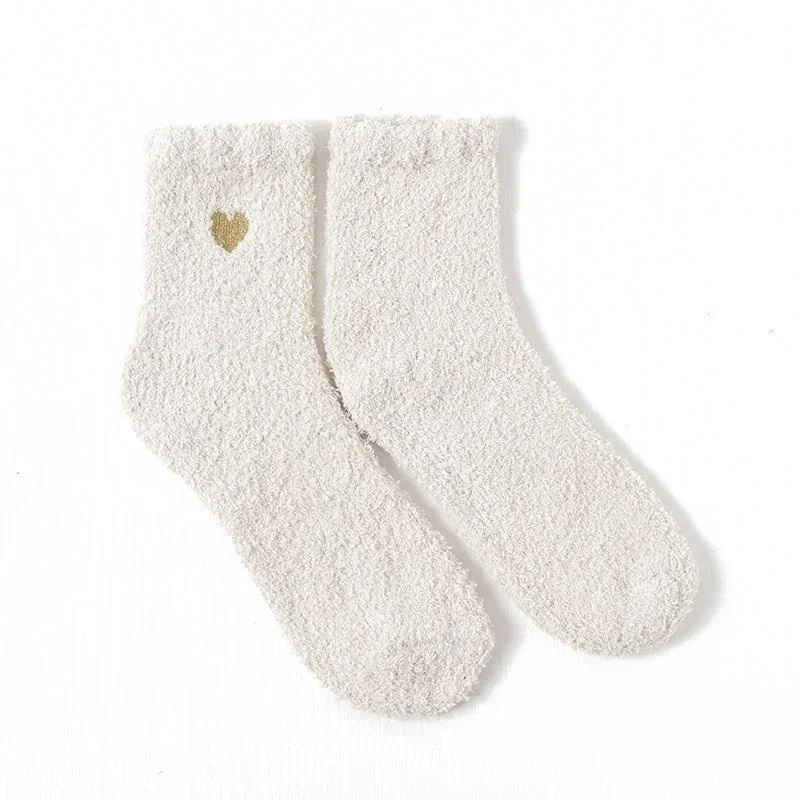 Dicke bedruckte Liebessocken für Damen – warme Wintersocken, niedliche, lässige Plüsch-Schlafsocken für Zuhause, flauschige Korallen-Fußwärmer – Detail 16