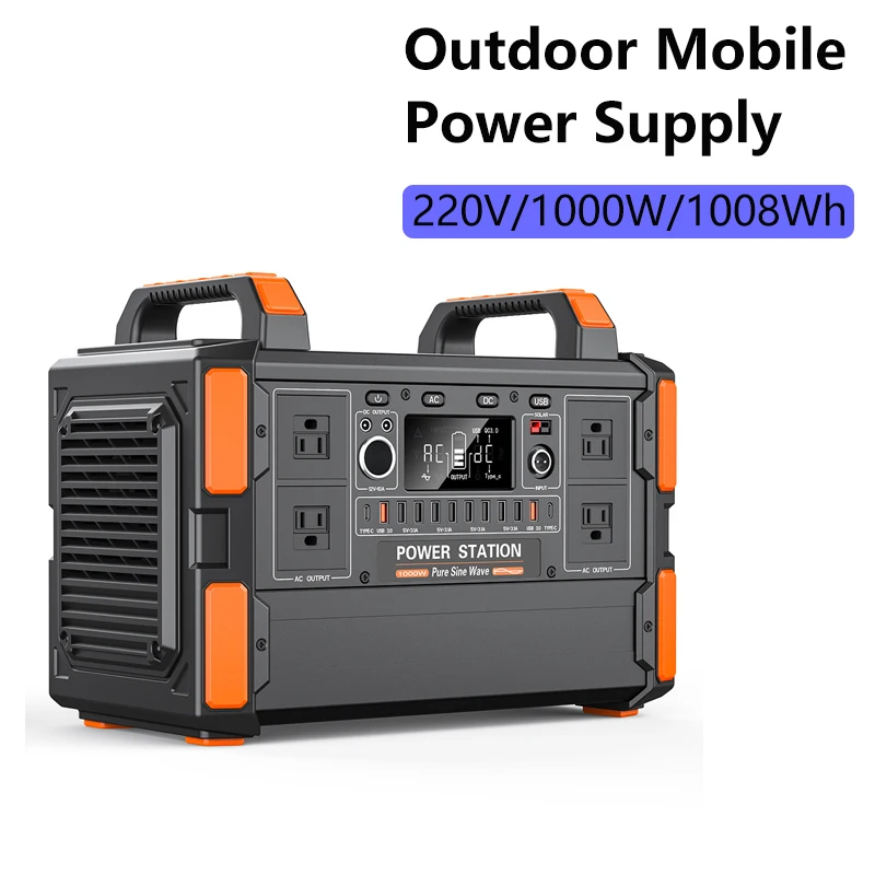 

Camping 1000W 1200W Portable Power Station 1008Wh Solar Generator External Batteries 220V Energy Storage Supply Outdoor