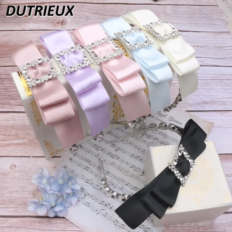 

Lolita Handmade Sweet Big Bow Rhinestone Buckle Headband Hair Accessories Girls Shopping Travel Summer Versatile Kawaii Hairbows