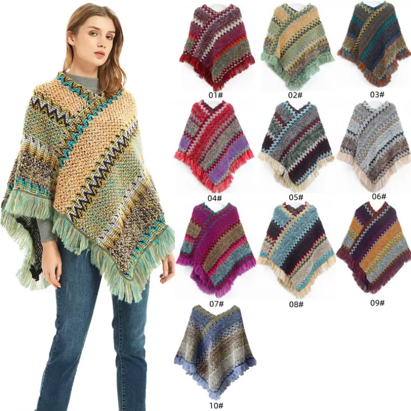 

Women's Autumn and Winter New Cape Christmas Atmosphere Red Vintage Travel Set Head Capes Shawl