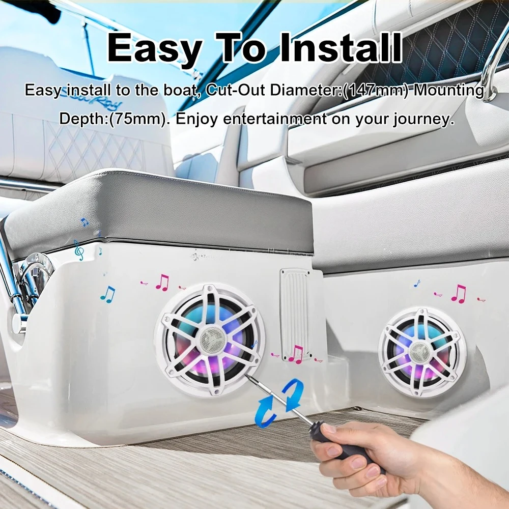 12v iate colorido à prova d'água buzina controle remoto mudança de cor alto-falante marinho alto-falante de iate luz rgb à prova d'água e ferrugem