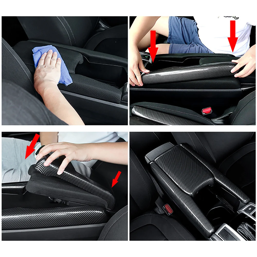 3pcs Central Armrest Box Decor Panel Trim Covers For Honda Civic 2016 2017 2018 2019 2020 2021 Car inner decorative accessories view 6