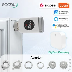 Tuya-接続された家のサーモスタット,Zigbee,温度コントローラー,スマートサーモスタットバルブ,Alexa, Google