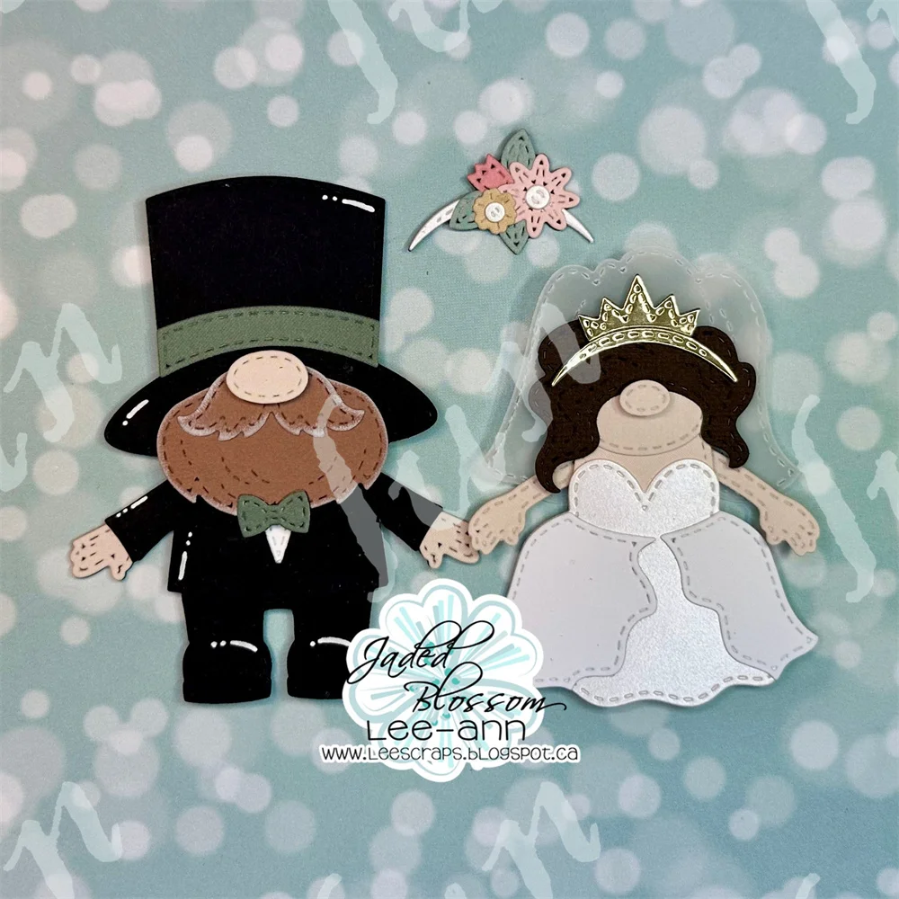 Sposa e sposo Gnomo Giorno del matrimonio Fustelle in metallo Francobolli Fai da te Scrapbooking Album fotografico Goffratura decorativa Carta di carta Mestiere Die