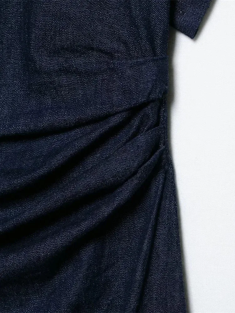 Vestido midi decorativo plissado feminino com zíper decoração para primavera e verão novos vestidos casuais femininos bb38