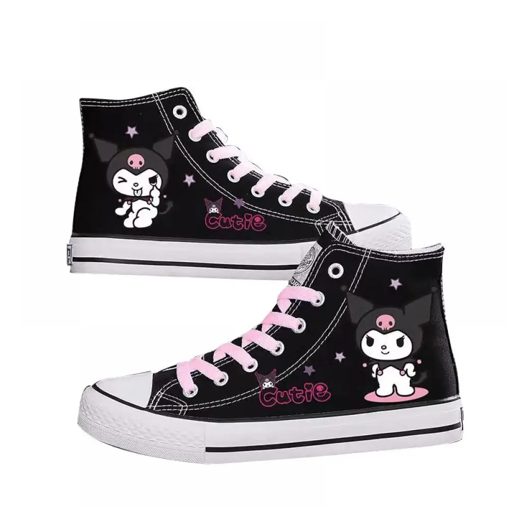 Kawaii Kuromi Canvas Shoes My Melody Cinnamoroll Sanrio Spring Girls Lolita Casual Sneakers Student Cartoon Thin High-Top Shoes