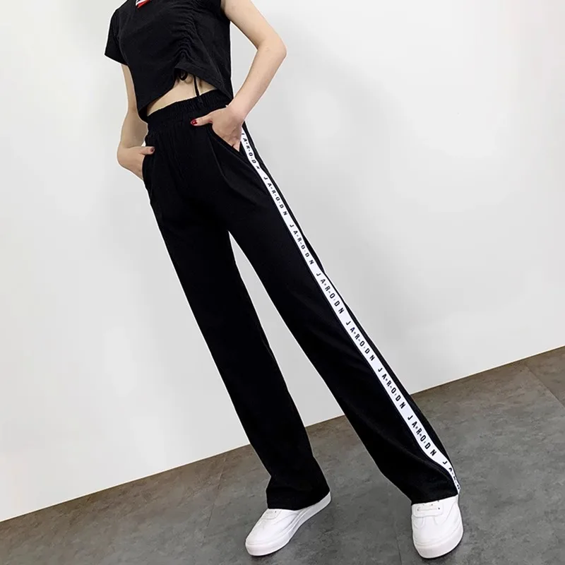 Primavera otoño Bla Slim Fit pantalones deportivos casuales sueltos drapeados baile cuadrado Fitn Jum pantalones largos de pierna recta