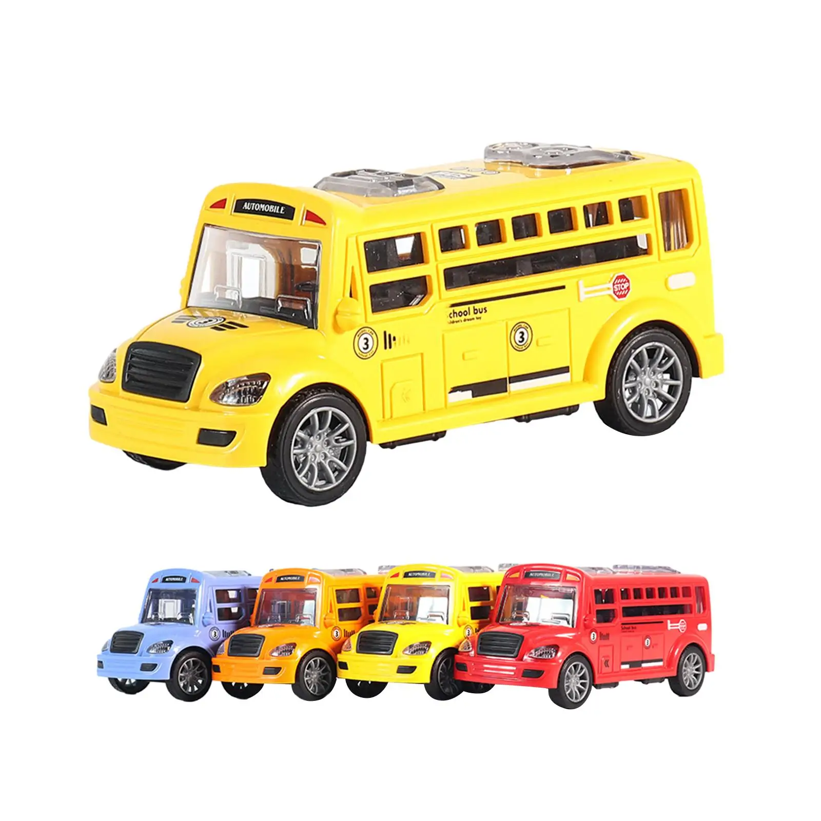 5x School Bus Toy Model Pull Back Bus Children's Car Toy Inertia Car Preschool Kids Birthday Gift