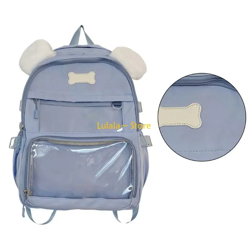 

Y4QA Fashion Transparent Backpack Student Book Bag Rucksack with Ample Storage