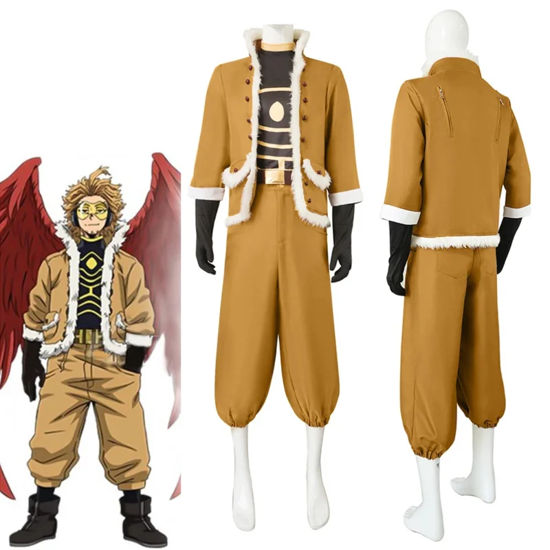 

My Hero Academia Hawks Cosplay Costume Jacket Top Gloves Belt Anime Men Role Play Uniform Halloween Christmas Carnival Full Set