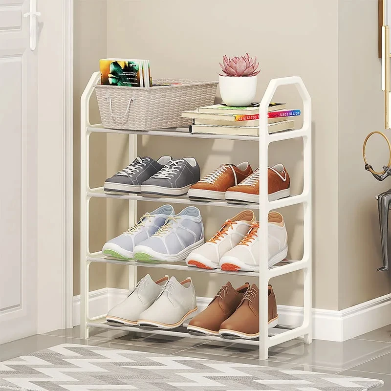 4 Floor Shoe Rack Metal Shoe Shelf Footwear Shoes Rack Living Room Space Saving Shoes Organizer Stand Holder Home Supplies