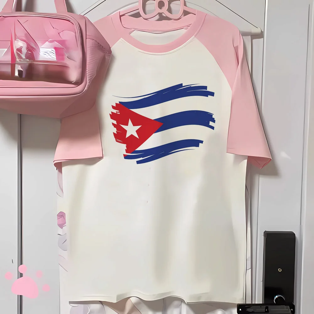 Cuba t shirt women blend t shirt female anime Japanese clothing