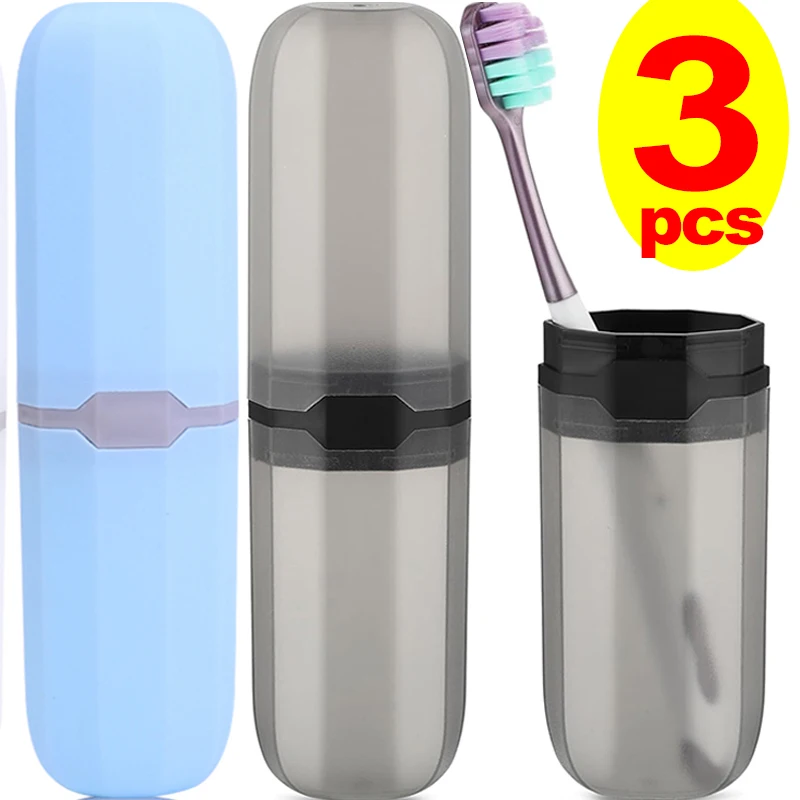 Travel Toothbrush Case Holder Plastic Portable Tooth Brush Covers Dust-Proof Pouch Cup Bathroom Toothpaste Storage Containers