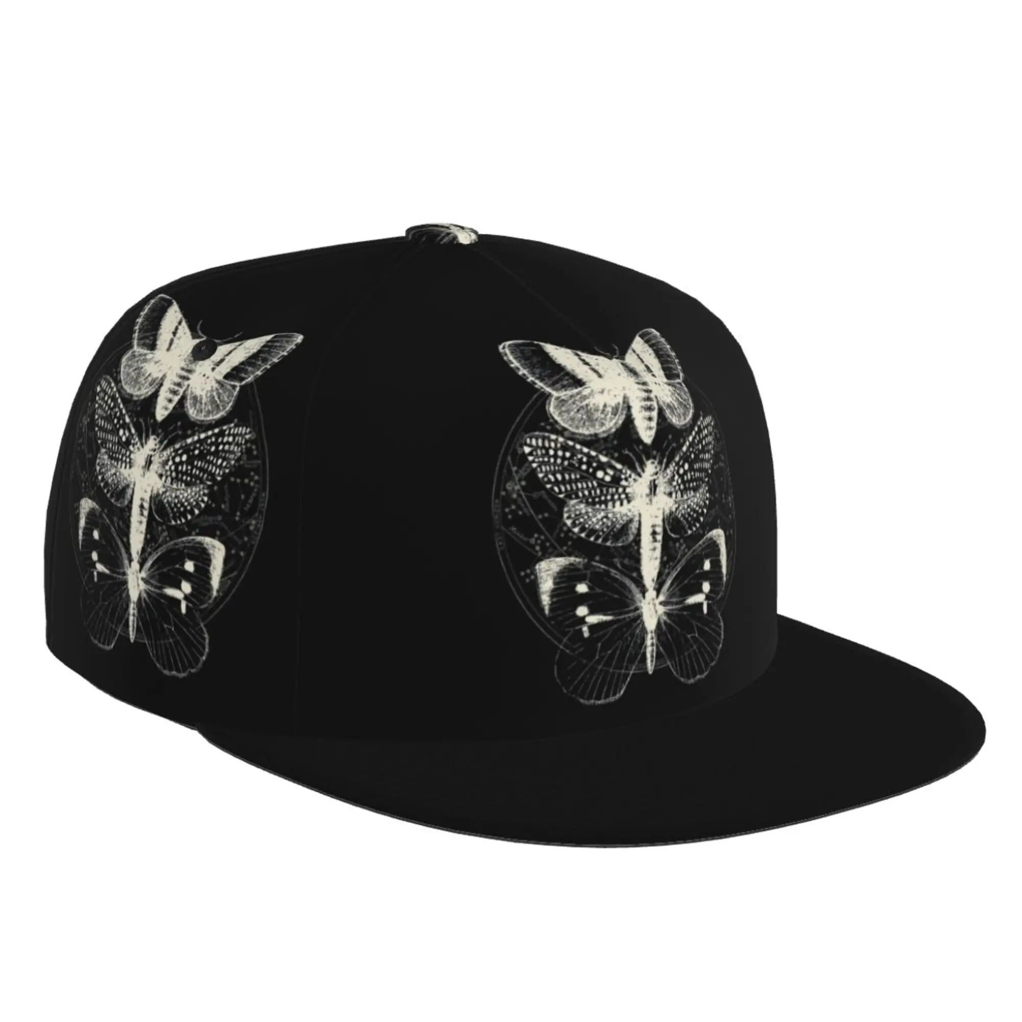 

Gothic Moth Flat Bill Snapback Hat Baseball Cap Hip Hop Adjustable Print One Size Sports Travel Dancing Caps for Men