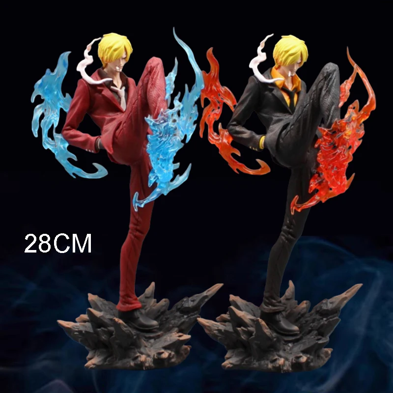 Anime POP Sanji Figurine Hot One Piece Action Figure 28cm Suit Vinsmoke Sanji Figure Devil Foot Doll PVC Model Collection Toys