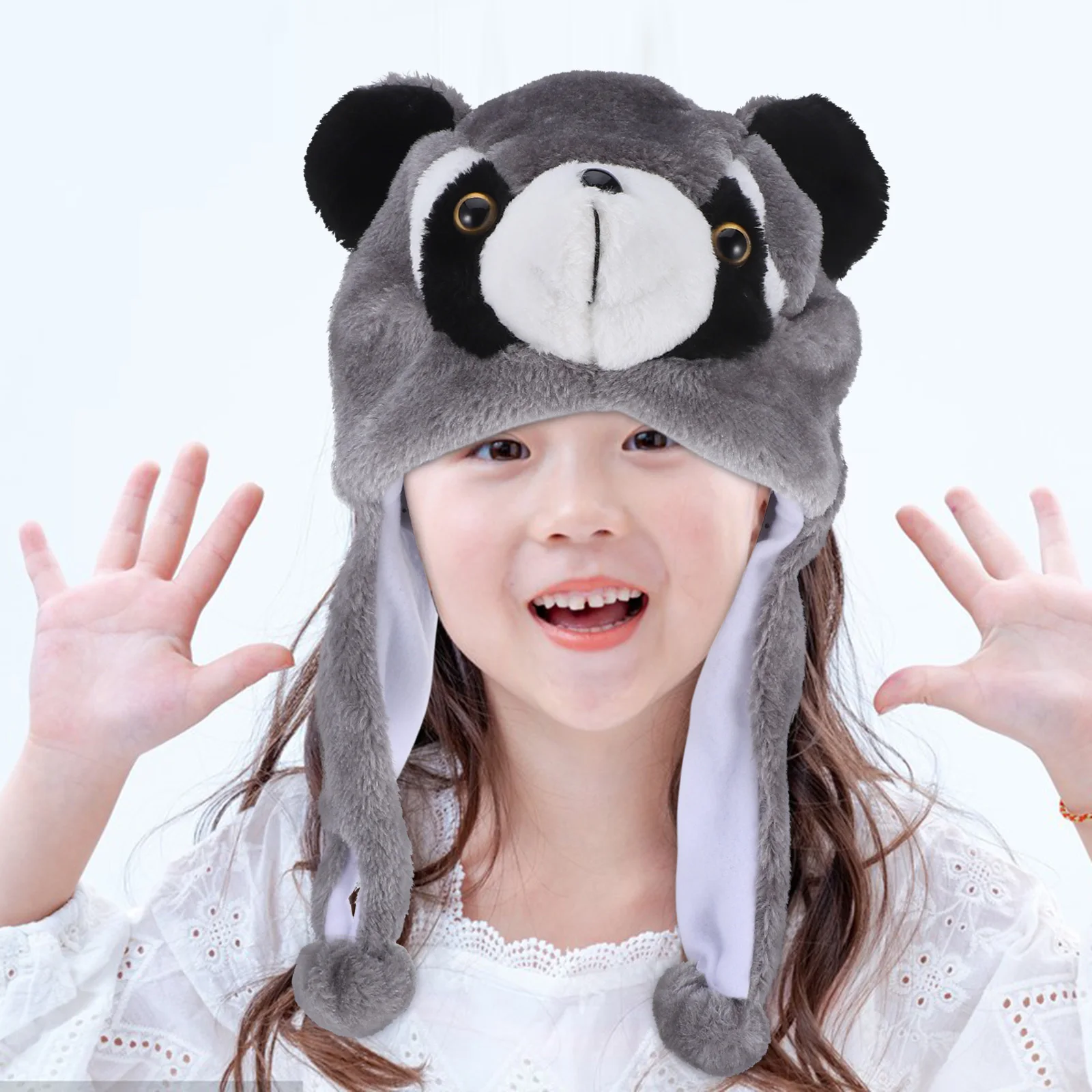 

1pc Ear Protecting Hat Raccoon Kids Adults Warm Winter Party Photo Props Novelty Costumes Animal Ears Furry Cap Halloween