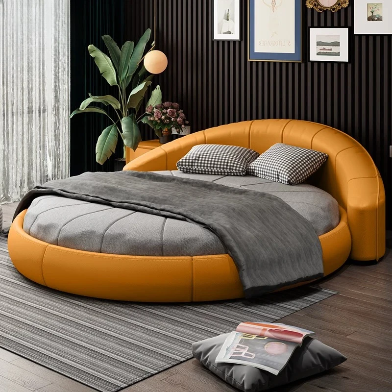 Bedroom 180x200 Cm Bed Double Round Nordic Pallet Bed Simple Modern Muebles Para Dormitorio Italian Furniture Luxury