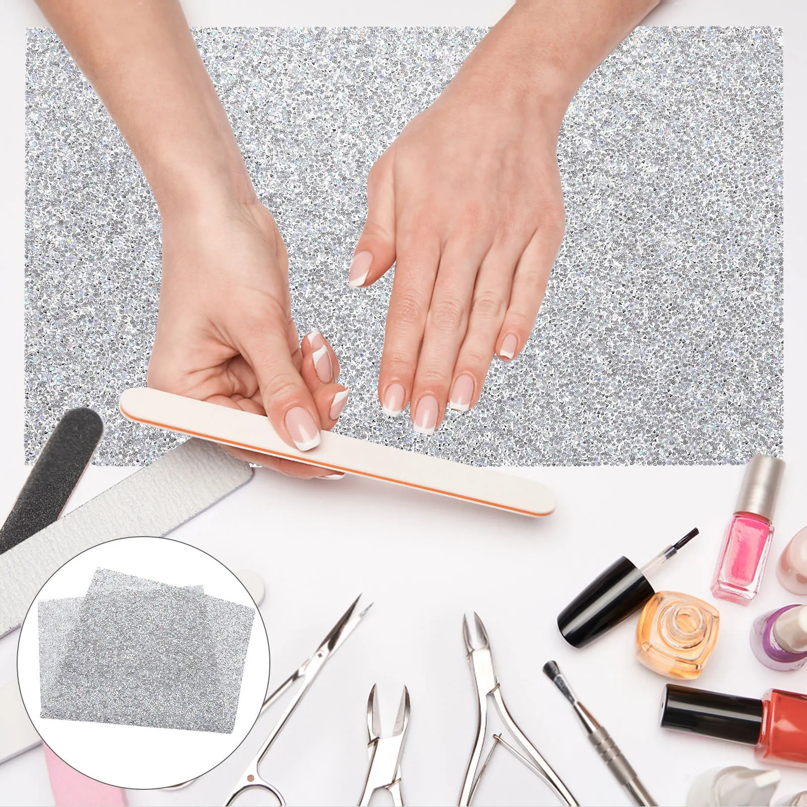

Nail Pad Glitter Finish Non-Slip Surface Wrist Manicure Table Mat Long-Lasting Fade-Resistant Nail Desk