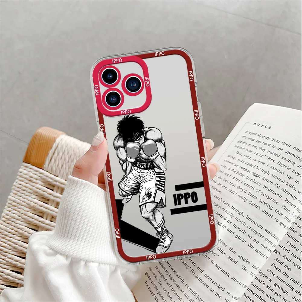 Cartoon H-Hajime no L-Lppo Phone Case for iPhone 12 11 13 14 15 16 Max Pro Plus Transparent Bezel Shell