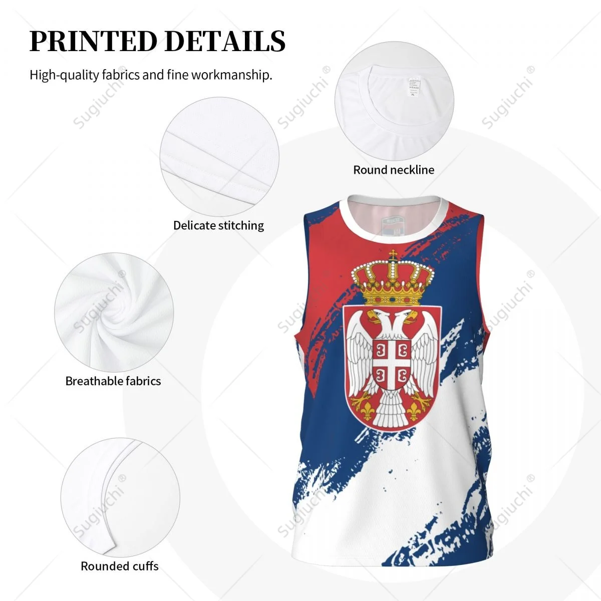 Men Basketball Sports Serbia Flag Running Fitness Multifunction Jersey Sleeveless shirt Custom Name Nunber Exclusive