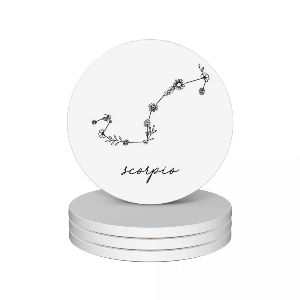 

Scorpio Zodiac Wildflower Constellation Ceramic Coasters (Set of 4) mug mat plate Coasters