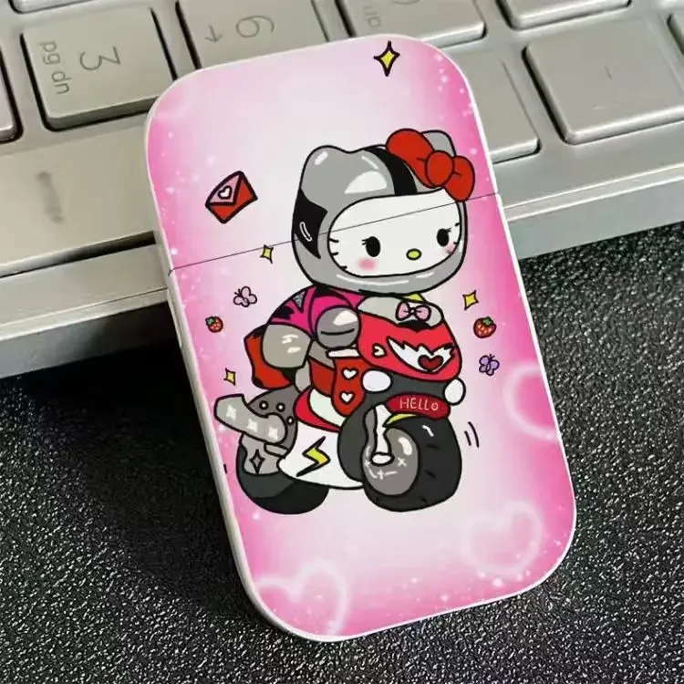 

2024 Kawaii Cute Sanrio Melody Kulomi Hello Kitty Butane Gas Lighter Red Ins High-value Windproof Metal Lighters Girlfriend Gift