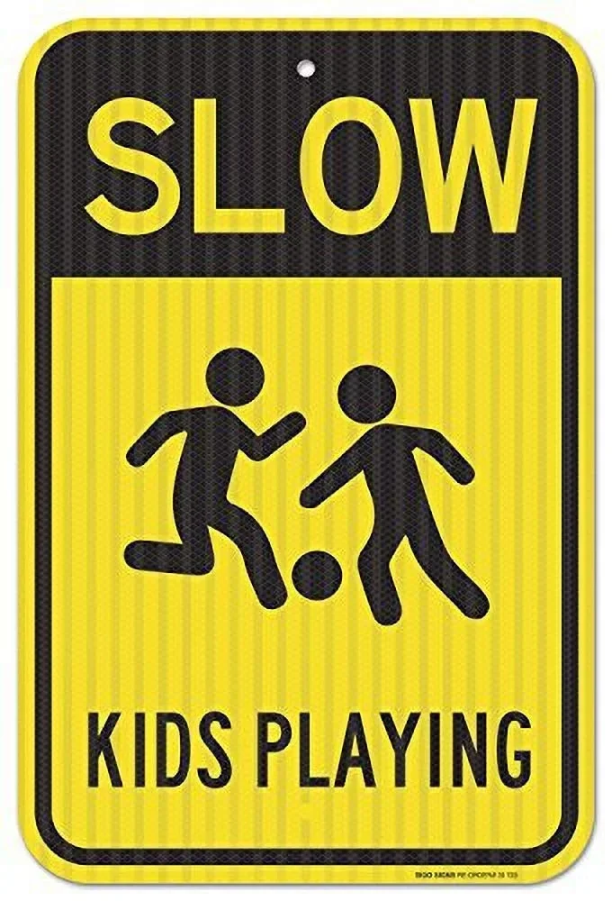 Slow Down Kids Playing Federal Road Tin Sign art wall decoration,vintage aluminum retro metal sign,iron painting vintage