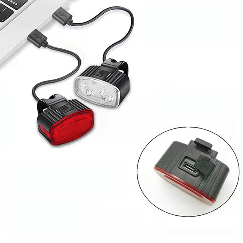 Bike USB Charge Headlight Light Waterproof Cycling Bicycle 6 Modes Front Rear Light Set MTB Taillight LED Lantern Bike Parts