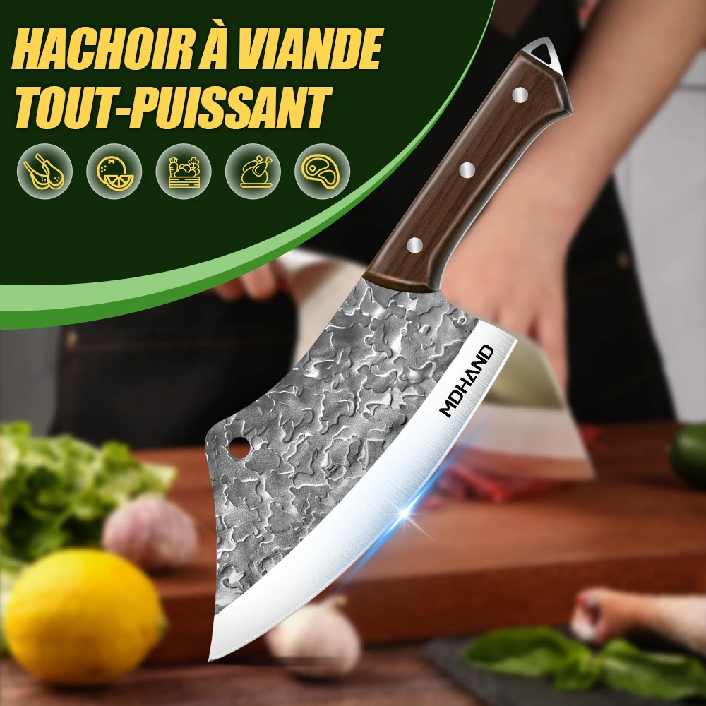 سكين جزار للمطبخ من الفولاذ المقاوم للصدأ عالي الكربون، سكين تقطيع حاد متعدد الأغراض، سكين مقبض خشبي فعال من حيث التكلفة