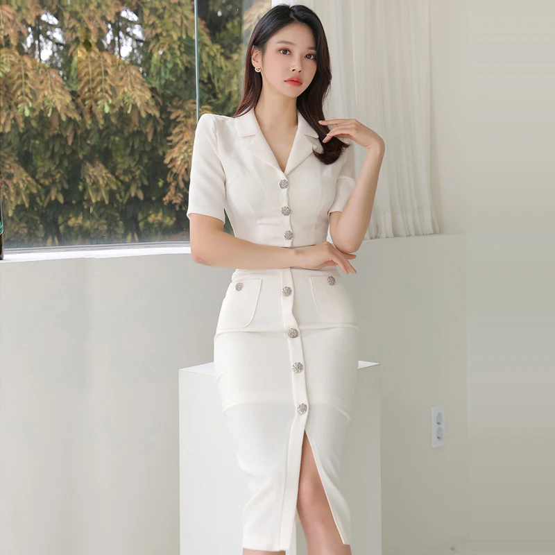 Fashion Women Suit Korea Temperament Short Blazer + Single Breasted Skirt Two Piece Set High-end New Suit Spring Autumn Clothing