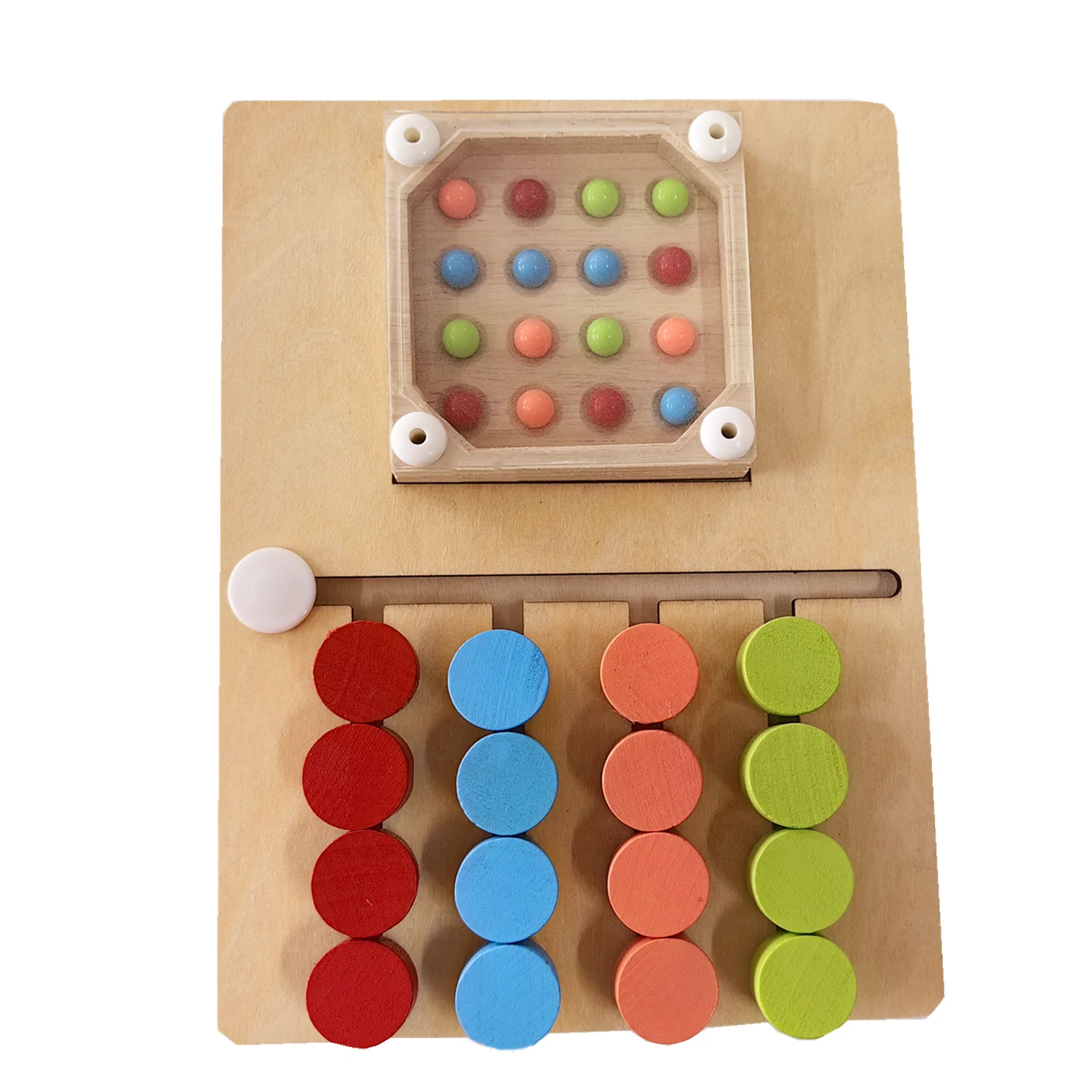 나무 쉐이킹 비드 4 색 포지셔닝 장난감 색상 모양 일치인지 학습 게임 보드 어린이를위한 선물 선물