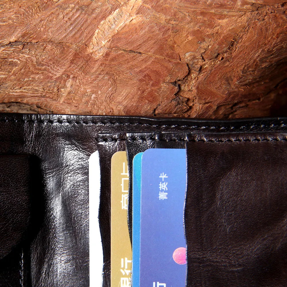 S.WORKER Vollnarbiges Rindsleder-Portemonnaie Vintage Slim Bifold Geldbörse für Herren Business – Detail 28