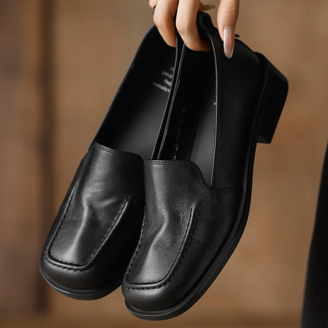 

Женские лоферы без шнуровки из коровьей кожи с квадратным носком на плоской подошве, высококачественные мягкие удобные повседневные женские четырехсезонные мокасины, распродажа