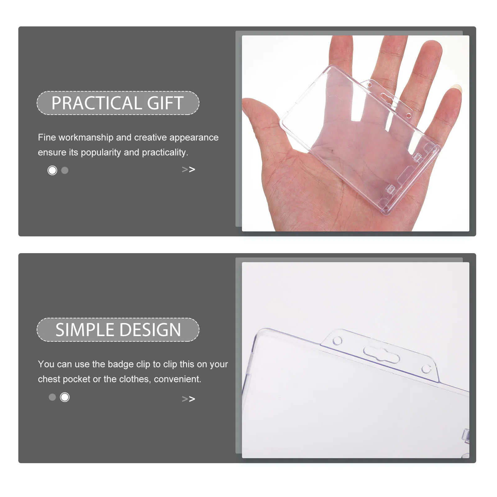 

5pcs ID Card Holder Credit Card Protector Transparent Horizontal Name Tag Sleeve Business Cards Covers Retractable Badge Clip
