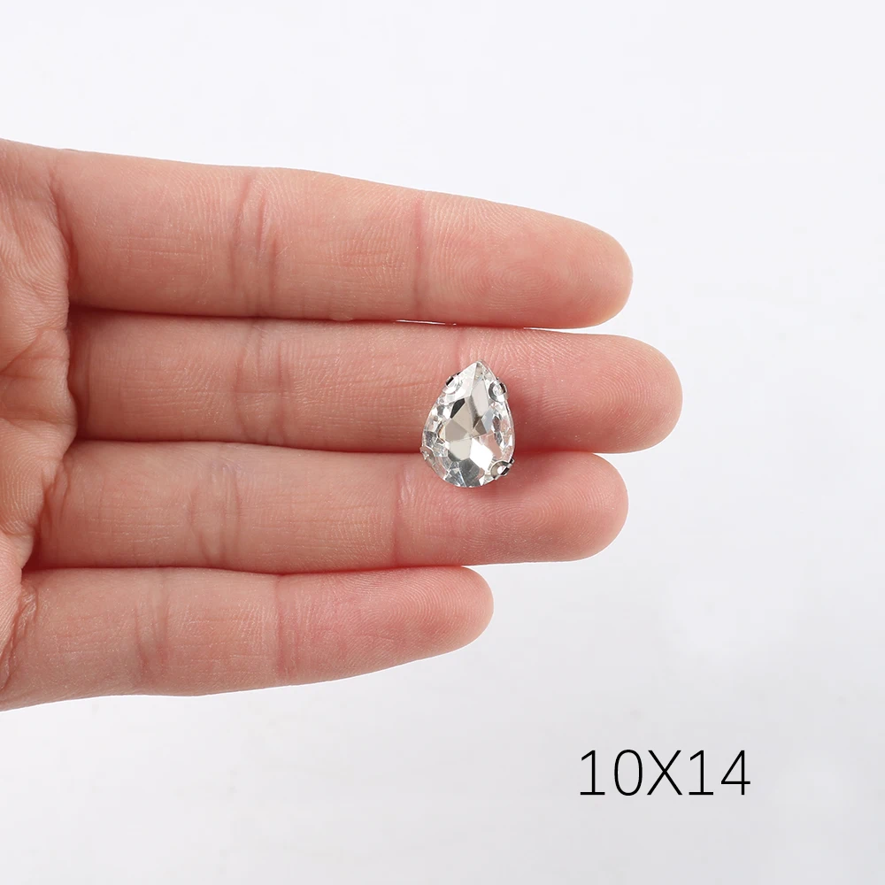 30pcs Sew on crystal glass Rhinestone Diamante jewels Silver Cup Claw Montees 4-holes Sewing Stone Beads craft clothes