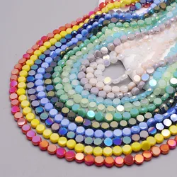 AB Color Plating 30pcs 8mm/lot Flat Round Faceted Crystal Glass Beads Disc-Shaped Loose Beads For Jewelry Making DIY Bracelet