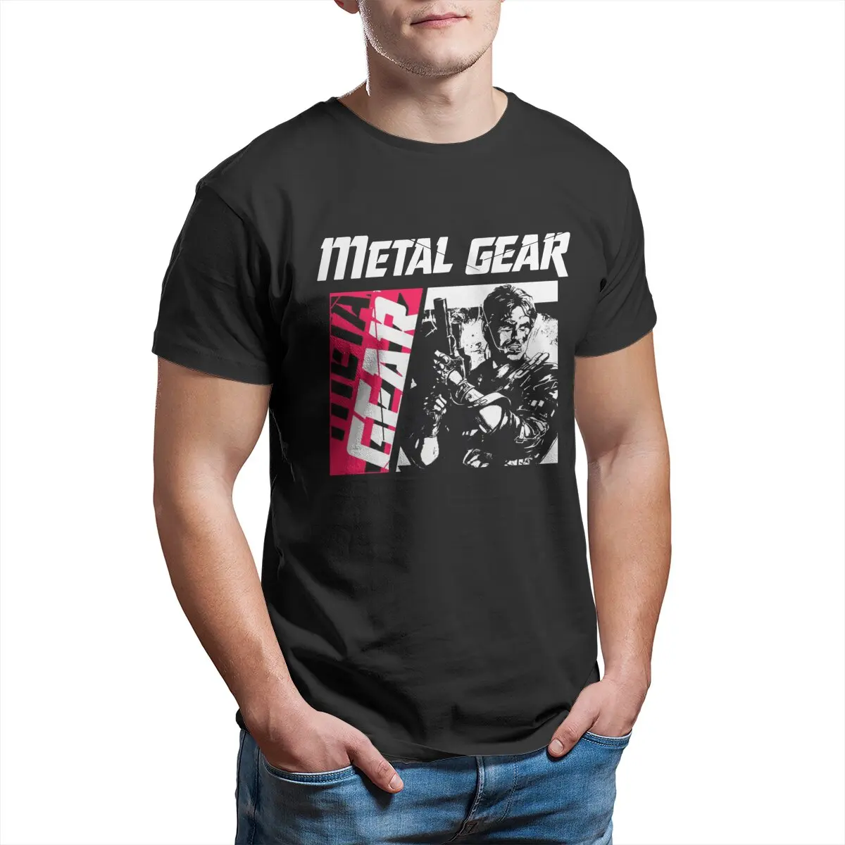 Metal Gear Retro Gaming Metal gear solid mgsv phantom pain T-Shirt for Men vintage Large size Cotton printed t-shirt