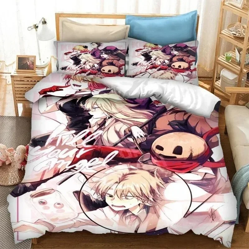 

3D Printed Anime Angels of Death Bedding Set Duvet Covers Pillowcases Comforter Bedding Sets Bedclothes Home Textiles