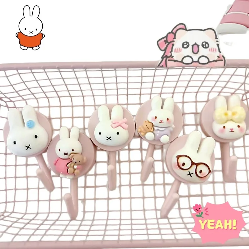 Miffy's nahtlose, bohrfreie und robuste Haken lassen sich durch die niedlichen Wandhaken für Küche und Bad, kreative Wanddekoration, als Geschenk für Mädchen geeignet.