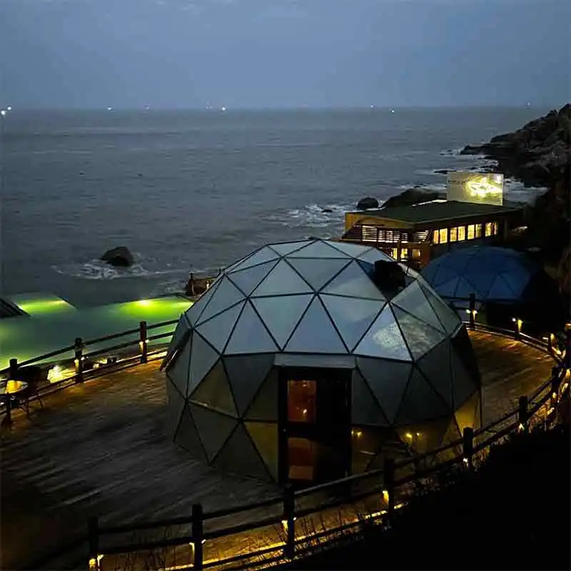 2-3 Person Modern Style Luxury Glass Dome Tent Aluminum Frame Tempered Glass Tent House Outdoor Tent for Party Igloo Hotel