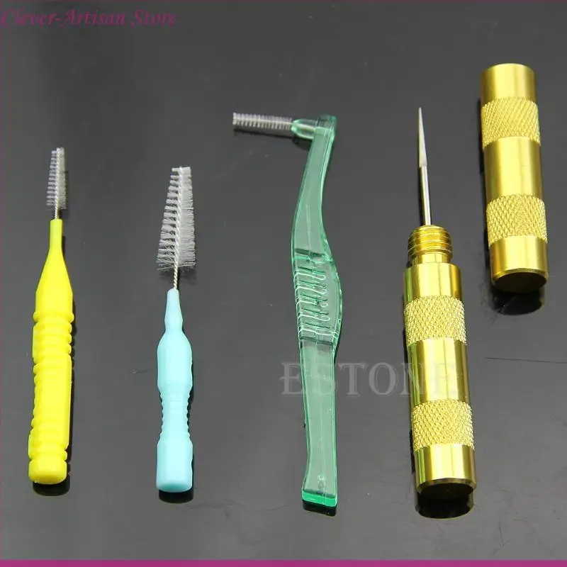 E06B New Nozzle Cleaning Repair Tool Needle&Brush Set