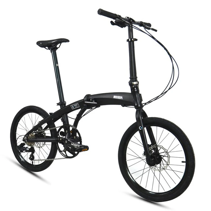 20 Inch Folding Bike Aluminum Alloy Frame Mechanical Disc Brake Foldable Bicycle 53T Crankset 8 Speeds High Carbon Steel Fork