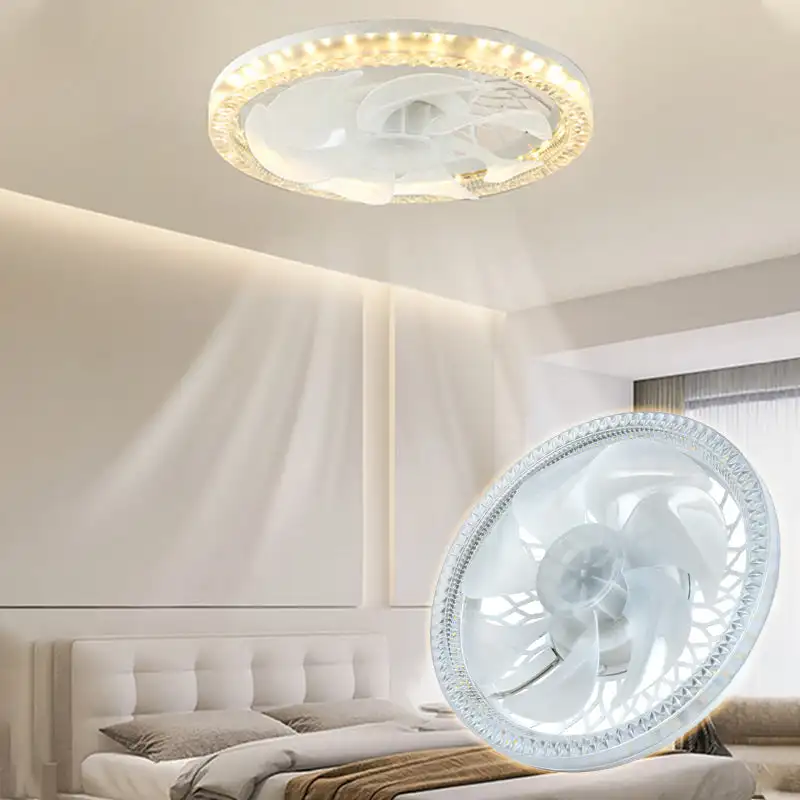 Imagem -03 - Luz Fan Mudo Ajustável com Controle Remoto Quarto Luzes Ventilador de Teto E27 Led Lâmpada Elétrica para Quarto em 1