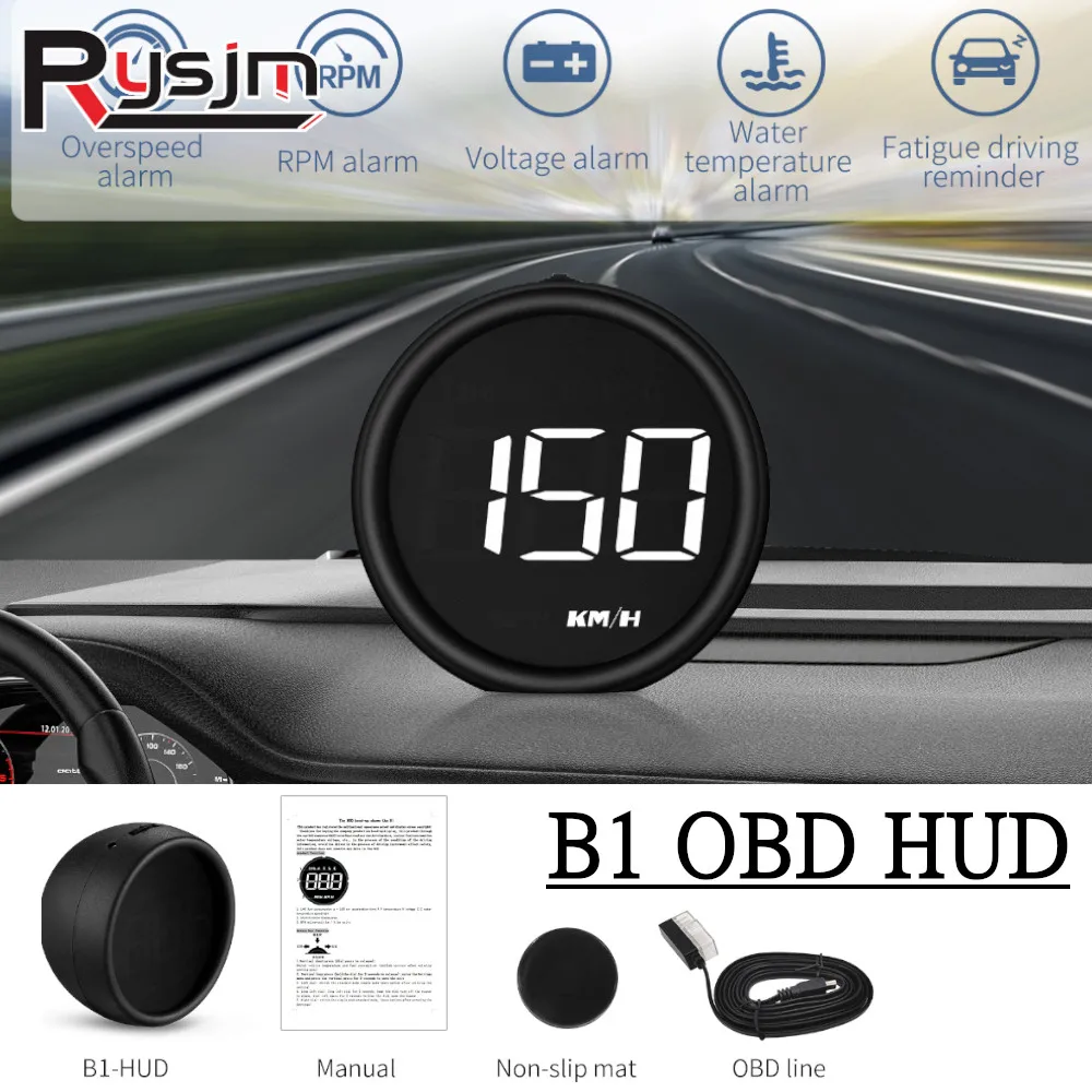 B1 OBD Speedometer OBD2 HUD Car Head Up Display Auto Fuel Consumption Speedometer Water Temperature Gauge Voltmeter