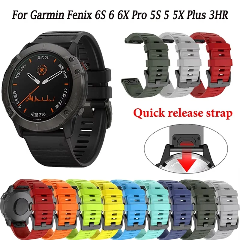 20/22/26mm Silicone Replacement Strap For Garmin Fenix 7S 7 7X 6S 6 6X Pro 5S 5X Plus 3 3HR Straps Bracelet Quick Release Correa