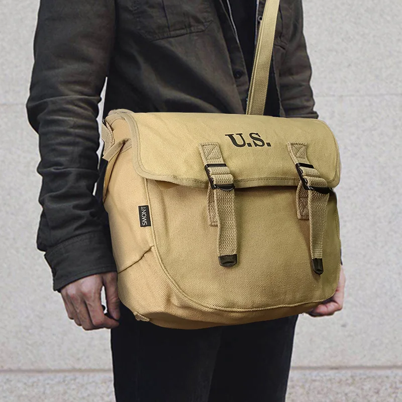 WW2 Retro Men Shoulder Bag Outdoor Hunting Hiking Camping Canvas Messenger Bag Travel Fitness Gym Backpack Men Sport Training