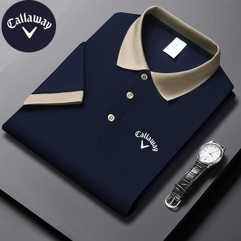Men's Summer Ten Thousand Needles Embroidered Logo Classic Collar Cool Slimming Cut Business and Leisure Breathable Polo Shirt