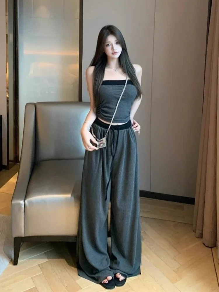 

Sexy Pant Sets for Women 2 Pieces Outfit Korean Style Casual Elegant with Sleeve Promotion Tailor Clothing Sales Trousers Woman